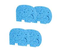 OUNONA 4 Esponjas de Baño Material Natural de Pulpa de Madera Diseño de Elefante Azul para Bebés Cómodas y Resistentes a Deformación para Hora del Baño Infantil