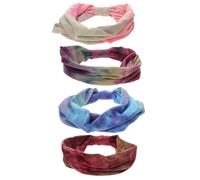 OUNONA 4 Piezas Bandas Anchas de Tie Dye Elásticas y Absorbentes para Yoga y Fitness Diademas Deportivas para Mujer y Niña Cómodas y Ajustables para Correr y Entrenar