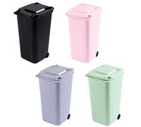OUNONA 4 Piezas Bote de Basura de Escritorio de Plástico Aleatorios para Oficina Cocina Dormitorio y Automóvil Diseño Compacto y Decorativo con Tapa Color Aleatorio