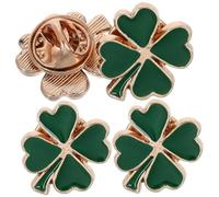 OUNONA 4 piezas Broche Esmaltado Cuatro Vintage Accesorio de Aleación para Mujer Pin de Solapa Resistente y Encantador para Ropa de San Patricio