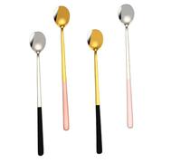 OUNONA 4 piezas Cucharas Inoxidable Café y Té Mango y Diseño Colores Negro Dorado Rosa Dorado Negro Plateado y Rosa Plateado Utensilios de Cocina Resistentes para Postres y Helados