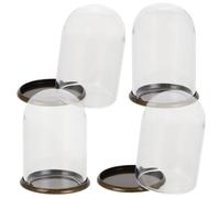 OUNONA 4 Piezas Cúpula de Vidrio Miniatura Transparente con Base Metálica Vitrina Expositora para Casa de Muñecas para Decoración DIY de Flores Secas y Micromundos