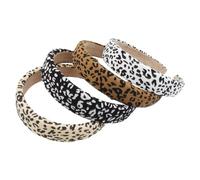 OUNONA 4 piezas Diademas Elásticas con Estampado de Leopardo de Accesorios de Moda para Mujer Cómodas y Adecuadas para Fiestas Trabajo y Actividades al Aire