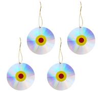 OUNONA 4 Piezas Discos Reflectantes para Jardín DIY Pendientes de Resistente Doble Cara Decoración Colgante para Ahuyentar Pájaros y Palomas