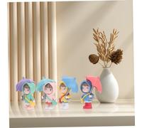 OUNONA 4 Piezas Figura Miniatura Niña con Paraguas y Chubasquero Adorno de Mesa Decoración Creativa para Micro Paisaje Estatua de Muñeca Linda para Regalo