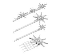 OUNONA 4 piezas Horquillas de Metal con Rhinestone para Mujeres Elegantes Pasadores de Pelo para Bodas y Fiestas Accesorios de Cabello Brillantes