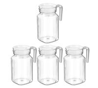 OUNONA 4 Piezas Jarra de Agua de 600ml con Tapa de PC para Uso Familiar y Oficina, Resistente al Agua Fría con Diseño Moderno y Exterior Estilizado