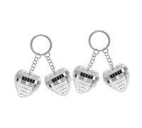 OUNONA 4 Piezas llavero discoteca oro decoración para Accesorio llavero del colgante de bola de disco brillante llavero decoraciones colgante de encantos de bolso Aleación de zinc Plata