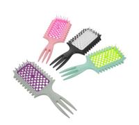 OUNONA 4 Piezas Peine de Rejilla Antiestático para Rizos Cepillo de Masaje Portátil para Desenredar y Definir Uso Cabello Seco y Mojado Estructura Transpirable Colores Surtidos para