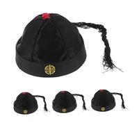 OUNONA 4 Piezas Sombreros de Emperadores Chinos Antiguos Dinastía Qing con de Caballo Accesorios de Disfraz Oriental para Fiesta y Representación Escénica para Adultos Hechos de Nylon
