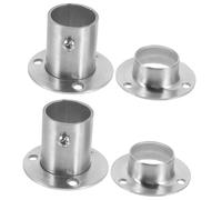 OUNONA 4 Piezas Soportes de Varilla para Armario de Acero Inoxidable Base de Flange para Barra de Cortina y Ropa Accesorios Resistentes para Baño Dormitorio y Armarios