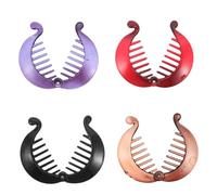 OUNONA 4 pinzas tipo banana para el cabello, peines banana pequeños, pinzas tipo de pez, peine lateral, agarres antideslizantes para cabello fino/rizado, coleteros.