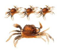 OUNONA 4 Señuelos de Pesca Forma de Cangrejo 3D Realistas y Reutilizables, Cebo Artificial de PVC y Metal para Pesca de Lubina en Agua Dulce y Lagos