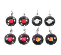 OUNONA 4Pares Pendientes de Disco Retro para Mujer de Joyería de Fiesta Pendientes Colgantes de Vinilo Aretes de Moda y Cómodos