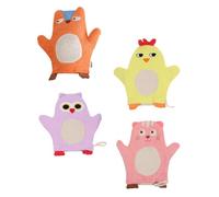 OUNONA 4piezas Guantes De Baño Diseño De Animales De Dibujos Animados De Guantes De Baño Para Frotar La Espalda Perfectos Infantil