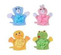 OUNONA 4piezas Toalla De Baño y Flor De Baño Infantiles Resistentes Suaves y Cómodos Ducha Guantes Exfoliantes Ducha Limpiadores Corporeles La