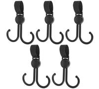 OUNONA 5 Ganchos Dobles Giratorios Multiusos para Cochecito Colgadores Ajustables para Colgar Bolsas y Ropa Organizadores Portátiles para Hogar y Compra Gancho Doble Práctico