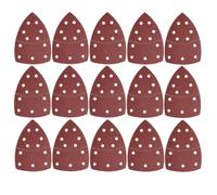 OUNONA 50 Piezas Papel de Lija Triangular Autoadhesivo, Disco de Lijado, 11 Agujeros, 152x105mm, 40/60/80/120/180 Grit, Marrón, Óxido de Aluminio y Papel, para Vidrio y No Metal,