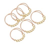 OUNONA 6 Piezas Metal Chain Link Hair Ties Alloy Elastic Ponytail Holders For Women Flexible Hair Jewelry Scrunchies With Twisted Design For Stylish High Ponytails