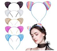 OUNONA 6Piezas Diademas con Orejas Lentejuelas Colores Accesorios para Halloween Cosplay y Disfraces para Niñas