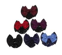 OUNONA 6piezas Horquilla De Bolsa Para Mujer Tocado De Moño Elástico Profesional Lazo Cruzado Color Vino Morado Oscuro y Negro Para Fiesta De Oficina Pinza Cabello Redecilla