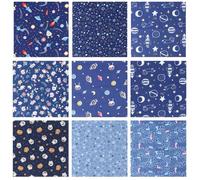 OUNONA 9 Piezas Tela de Patchwork para Bricolaje Tela de Retazos Algodón Azul Estampado de Dibujos Animados Recortable Decorativa para DIY y Hacer Manteles