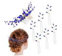OUNONA Accesorios Cabello Horquillas Gemas de Imitación Juego de 7 Piezas Clips y Peinetas en Forma de U y Hoja para Novias y Damas de Honor