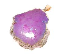 OUNONA Adorno Colgante de Ágata Natural en Rebanada Brillante Borde Bañada en Oro Rosa, Material para Joyería Diy, Decoración Artesanal para Collares y Pendientes