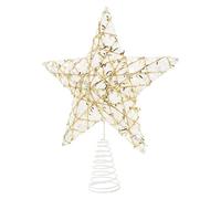 OUNONA Adorno Estrella Punta del Árbol de Navidad Decorativo de Hierro Dorado Tamaño 25X30 CM sin Luces Adecuado para Decoración Navideña y Fiestas Familiares