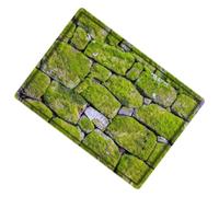 OUNONA Alfombra Antideslizante de Esponja con Estampado Piedra Musgo Alfombrilla para Baño Cocina y Salón Resistente al Agua y Fácil de Limpiar Color Verde