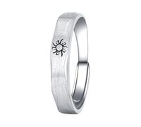OUNONA Anillo de Pareja Ajustable de Plata S925 Diseño Luna y Sol Unisex para Boda y Compromiso Tamaño Abierto Elegante