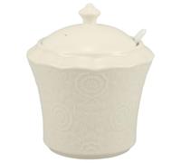 OUNONA Azucarero de Cerámica con Tapa y Cuchara, Tarro para Condimentos de 400ml, Diseño Multifuncional Fácil de Transportar, Adecuado para Cocina en Casa