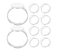 OUNONA Bases de Anillos Ajustables Bandejas Planas en Blanco de Acero Inoxidable 20 de 12mm para Engaste para Joyería Ideales para Fabricación de Joyas en Casa