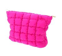 OUNONA Bolsa Cosmética Pequeña y con Diseño Cuadriculado Organizador Portátil para Maquillaje Estético para Viaje Diario y Uso Cotidiano Neceser Ligero con Cremallera Color Rosa