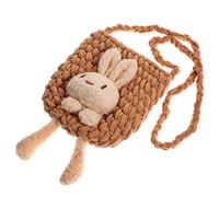 OUNONA Bolso Bandolera de Conejito para Niñas Tejido de Poliéster Bolsa 3D de Dibujos Animados para Uso Diario Obsequio para Niñas Tamaño Único Camel