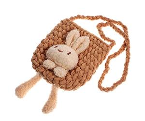 OUNONA Bolso Bandolera de Conejito para Niñas Tejido de Poliéster Bolsa 3D de Dibujos Animados para Uso Diario Obsequio para Niñas Tamaño Único Camel