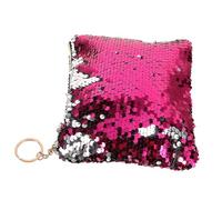 OUNONA Bolso de Mano para Mujer con Lentejuelas Estuche Cosmético Creativo con Cierre para Almacenamiento de Monedas y Accesorios para Fiestas y Rosa Plateado