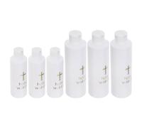 OUNONA Botellas de Agua Católica Cruz 6 Piezas (3 X 250 Ml 3 X 118 Ml) Recipientes Religiosos Rellenable para Bautizos y Pascua, Frascos Portátiles Herméticos para Ceremonias y Regalos