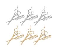 OUNONA Broche de Aleación de Zinc Diseño de Tijeras y Peine, Set de 6 Piezas (3 Doradas y 3 Plateadas), Joyas para Hombre, Accesorio para Traje y Abrigo, Adecuado para Obsequio