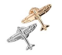 OUNONA Broche de Avión para Mujer 2 Piezas Dorado y Plateado, Accesorio de Solapa de Metal, Pin de Traje Formal, Elegante para Camisa y Eventos Sociales