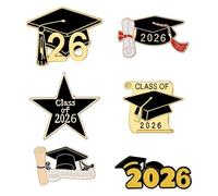 OUNONA Broche de Graduación de Metal Esmaltado 6 Piezas, Pins para Birrete y Diploma, Accesorios para Ropa de Graduación, Regalos para Fiesta y Útiles Escolares de Estilo