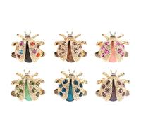 OUNONA Broche de Mariquitas 6 Piezas Gemas de Imitación Miniatura Creativa de Insectos Accesorio Elegante para Vestidos Chaquetas y Bolsos Alfileres de Seguridad Brillantes para