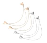 OUNONA Broche de Solapa Triangular con Cadena y Borlas Metálicas 4 Piezas 2 Doradas y 2 Plateadas Accesorio de Moda para Traje y Camisa Prendedor de Cuello Unisex para Eventos y Uso