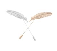 OUNONA Broche para Hombre Vintage 2 Piezas, Alfiler de Corbata Diseño de Pluma, Accesorios de Traje en Color Plata y Dorado, Soporte para Cuello Adecuado para Camisas y Chaquetas