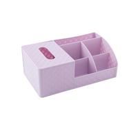 OUNONA Caja Organizadora Multifuncional de Plástico Morado para Escritorio Porta Brochas Cosméticas y Estuche de Almacenamiento de Maquillaje Caja de Pañuelos Práctica para Hogar y