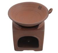 OUNONA Calentador de Tetera de Barro Rústico de Cerámica Tosca Base Cuadrada para Té Quemador de Cera Juego de 3 Piezas para Uso en Hogar Oficina y Salón de Té Accesorio para Mantener