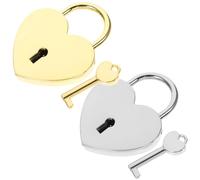 OUNONA Candados Llave en Forma de Corazón, Juego de 2 Unidades Grandes en Color Plata y Dorado, Cerraduras Pequeñas para Equipaje, Diario y Caja, Ideales para Regalos de San Valentín