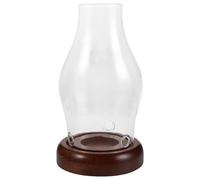 OUNONA Candelabro de Cristal Resistente al Viento, Farol portavelas rústico con Base de Madera, Cubierta de Cristal para Velas de Pilar para mesas de Comedor y Bodas.
