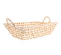 OUNONA Cesta de Almacenamiento Tejida de Paja de Maíz Beige para Organizar Frutas y Pan, Diseño Estilo Pastoral Práctico para Decoración del Hogar