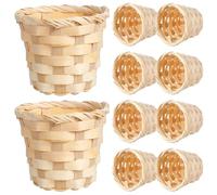 OUNONA Cesta Tejida de Bambú Grande 10 Piezas Cesta Hecha a Mano para Almacenamiento y Decoración de Escritorio para Frutas y Plantas Natural y Ecológica